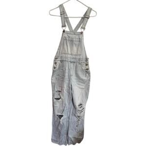 Kancan Denim Overalls Distressed Relaxed Light Wash Jeans Womens Size Small